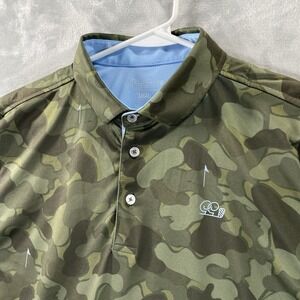 Good Good Golf Shirt men's Small Polo Performance Stretch Camo Print Army Green